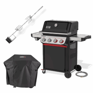 Bundle includes Weber® Spirit® E-435 Gas Barbecue, Weber® Rotisserie and Weber® Premium Barbecue Cover