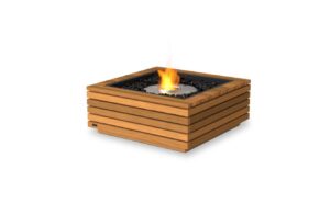 EcoSmart Base 40 Fire Pit Table - Teak- Ethanol Fireplace
